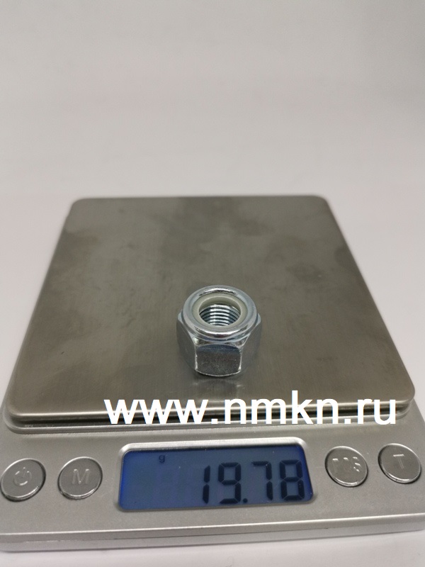 Гайка м12*1,25 с белым нейлоновым кольцом DIN 982